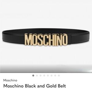 Moschino Elegant Black Belt with Gold Logo